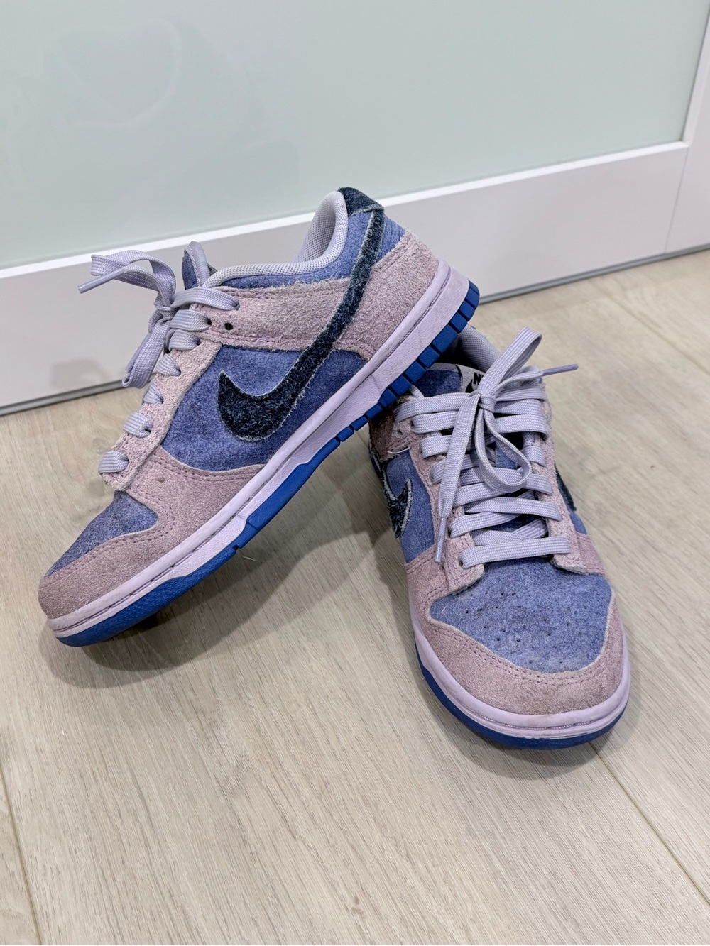 Nike Kids Lavender and Navy Suede Low-Top Sneakers